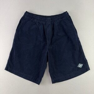 Vintage Zeppelin Corduroy Shorts Mens Medium Navy Blue 90s Baggy Elastic Waist